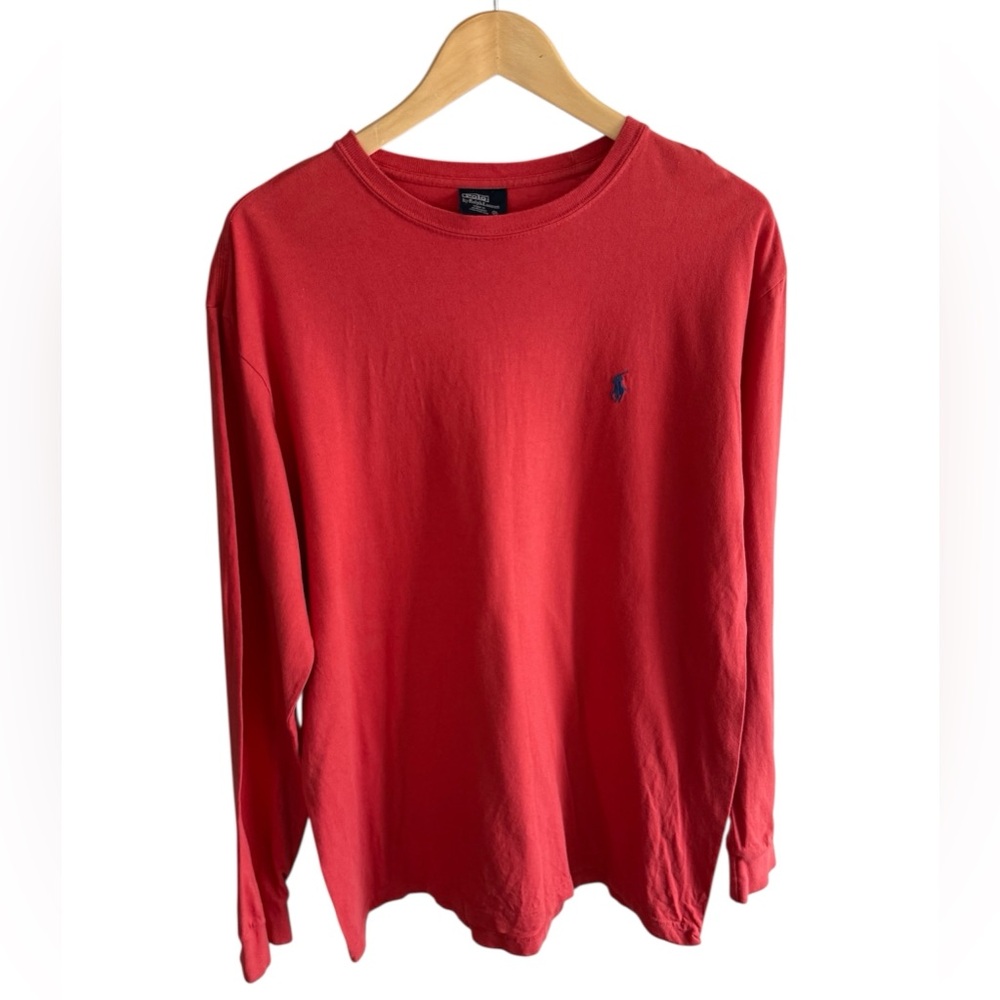 Polo Ralph Lauren Blue Label Men’s 100% Cotton Red Orange Long Sleeve Shirt, M